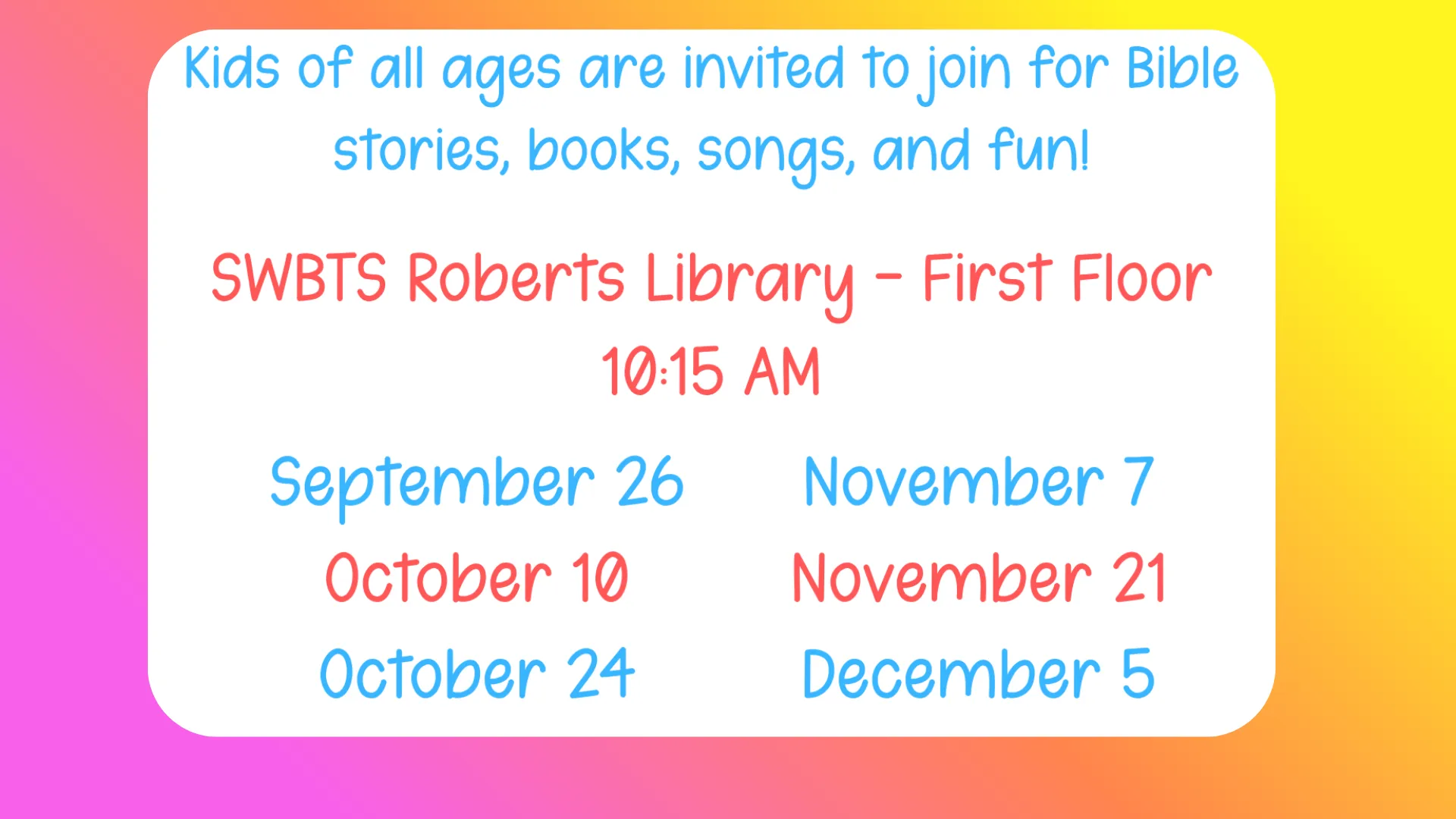 Come to the children's reading hour